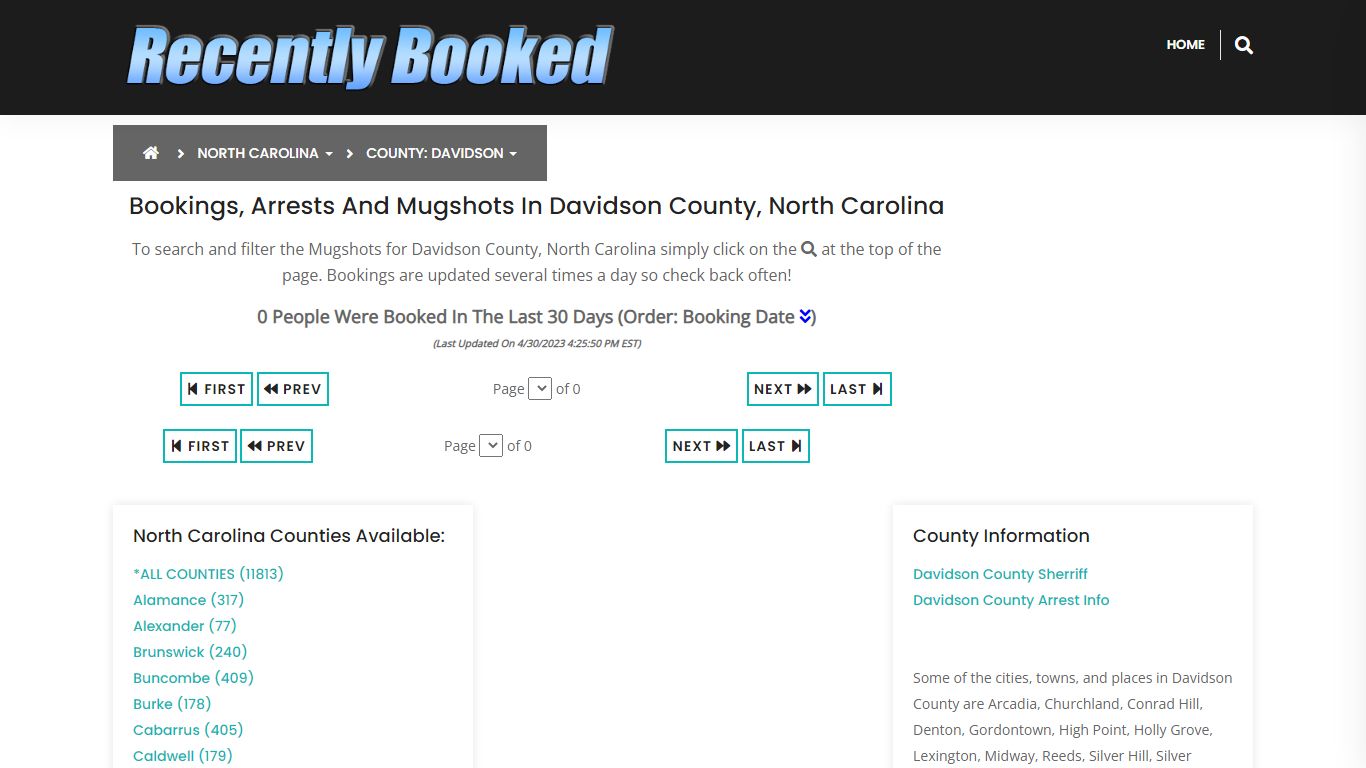 Recent bookings, Arrests, Mugshots in Davidson County, North Carolina